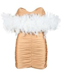 SANTAS - Strapless Polyester Feather Dress - Lyst