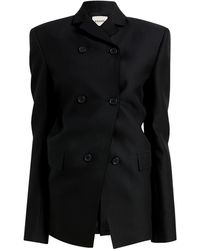 KHAITE - Double-Breasted Wool-Silk Blazer - Lyst