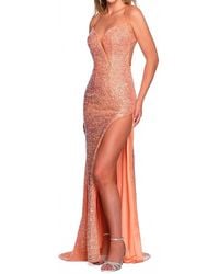 Dave & Johnny - Fitted Sequined Prom Dress - Lyst