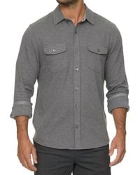 Flag & Anthem - Harvey Stretch Twill Knit Flannel Shirt - Lyst