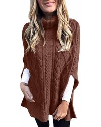 Ninexis - Pullover Poncho Cable Knit Turtleneck Sweater - Lyst