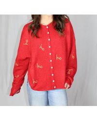 Things Between - Ho Ho Ho Embroidered Cardigan - Lyst