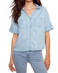 Charlie b - Short Sleeve Button-Front Shirt - Lyst