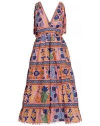 FARM Rio - Seashell Tapestry Tiered Midi Dress - Lyst