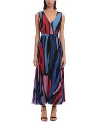 Donna Morgan - Printed Pleated Maxi Dress - Lyst