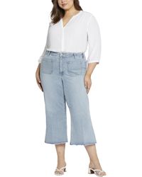 NYDJ - Plus Patchie Major Frayed Hem Denim Capri Jeans - Lyst