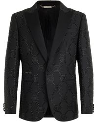 Philipp Plein - Wool Blazer With Stin Details Monogram - Lyst