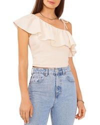 1.STATE - Linen Blend Cropped Blouse - Lyst