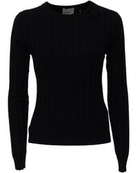 Allude - Sheer Fitted Ribbed Wool Crew Neck Sweater - Lyst