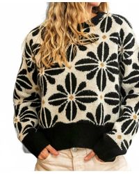 Bibi - Long Sleeve Flower Sweater Top - Lyst