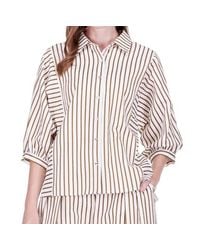 J joy - Collar Striped Blouse - Lyst
