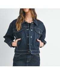 Just Black Denim - Button Down Drop Shoulder Denim Jacket - Lyst