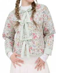 Blu Pepper - Floral Front Tie Quilted Jacket - Lyst