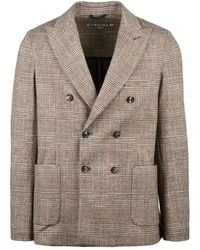 Circolo 1901 - Double-Breasted Checkered Jacket With Wide Lapels And Patch Pockets - Lyst