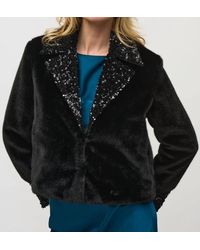 Joseph Ribkoff - Faux Fur Jacket With Sequin Trim - Lyst
