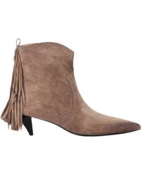 Pinko - Soft Suede Ankle Boots With Playful Tassels - Lyst