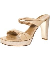 Stuart Weitzman - Twist Leather And Glitter Platform Slide Sandals - Lyst