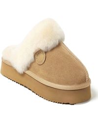 Dearfoams - Fireside By Melton Genuine Shearling Platform Scuff Slipper - Lyst