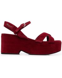 Ferragamo - Strappy Platform Block-heel Sandals - Lyst