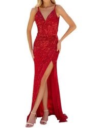 Primavera - Sleeveless Floor-Length Sequin Evening Gown - Lyst
