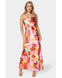 Bebe - Print Satin Maxi Dress - Lyst