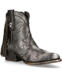 New Rock - Leather Fringed Pointed Cowboy Boots- Wstm003-S1 - Lyst