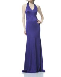 THEIA - Crepe-back Satin Halter Gown - Lyst
