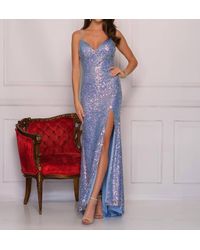 Dave & Johnny - Lace-Up Back Sequin Evening Dress - Lyst