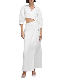 Significant Other - Open Midriff Puff Sleeves Midi Dress - Lyst