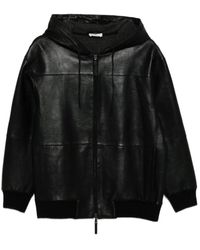 P.A.R.O.S.H. - Leather Jacket With Hood - Lyst