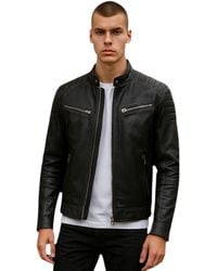Infinity Leather - Modern Classic Leather Quilted Biker Jacket - Lyst