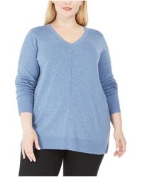 Karen Scott - Plus Ribbed Trim V-neck Sweater - Lyst