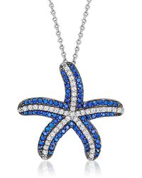 Ross-Simons - Simulated Sapphire And . Cz Starfish Necklace - Lyst