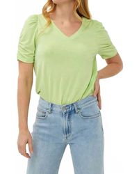 EsQualo - Puff Sleeve V Neck Modal Tee - Lyst