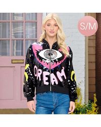 TRUEDAMES - Dreams Screams Letter Eye Sequin Zip Up Bomber Jacket - Lyst