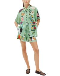 CHARLOTTE GREEN - 2Pc Linen-Blend Shirt & Short Set - Lyst