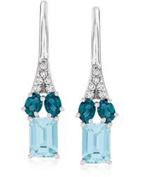 Ross-Simons - Aquamarine, . London Topaz Drop Earrings With Diamond Accents In Sterling Silver - Lyst