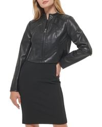 DKNY - Faux Leather Moto Motorcycle Jacket - Lyst