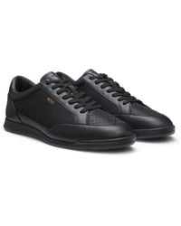 BOSS - Leather Sneakers With Monogram Paneling - Lyst