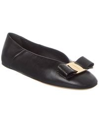 Ferragamo - Vara Bow Leather Ballet Flats - Lyst
