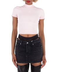 T By Alexander Wang - Logo Short Sleeve Mockneck Top - Lyst