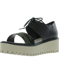 All Black - Jungle Animal Print Lace-Up Flatform Sandals - Lyst