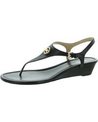 MICHAEL Michael Kors - Leather Thong Wedge Sandals - Lyst