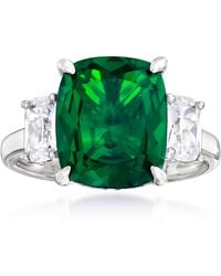 Ross-Simons - Simulated Emerald And Cz 3-Stone Ring - Lyst
