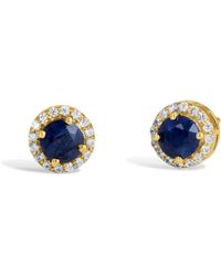 Savvy Cie Jewels Ss 925 1.78gtw Natural Sapphire & White Zircon Stud Earrings - Blue