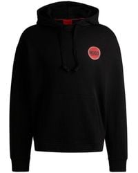 HUGO - Cotton-Terry Relaxed-Fit Hoodie With Logo Prints - Lyst