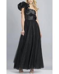 Dave & Johnny - One Shoulder Satin And Tulle Gown - Lyst