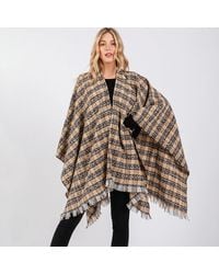TRUEDAMES - Multi Color Plaid Pattern Ruana Poncho - Lyst