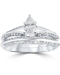 Pompeii3 - 3/4 Ct Marquise Diamond Engagement Wedding Ring Set 14k White Gold - Lyst