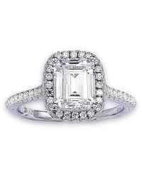 Suzy Levian - Bridal Sterling Asscher-Cut Cubic Zirconia Halo Engagement Ring - Lyst